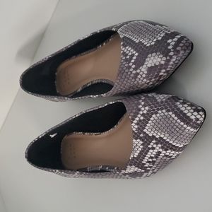 Microsuede Snake Print Pointed Toe Ballet Flats